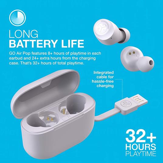 JLab Go Air Pop - Auricolari Wireless, cuffie wireless Bluetooth e custodia  di ricarica USB con doppia connessione, suono personalizzato EQ3 e misura  più piccola che mai - Lilla - JLab -