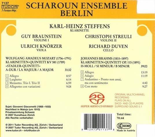 Quintetto per Clarinetto e Arch - CD Audio di Wolfgang Amadeus Mozart - 2