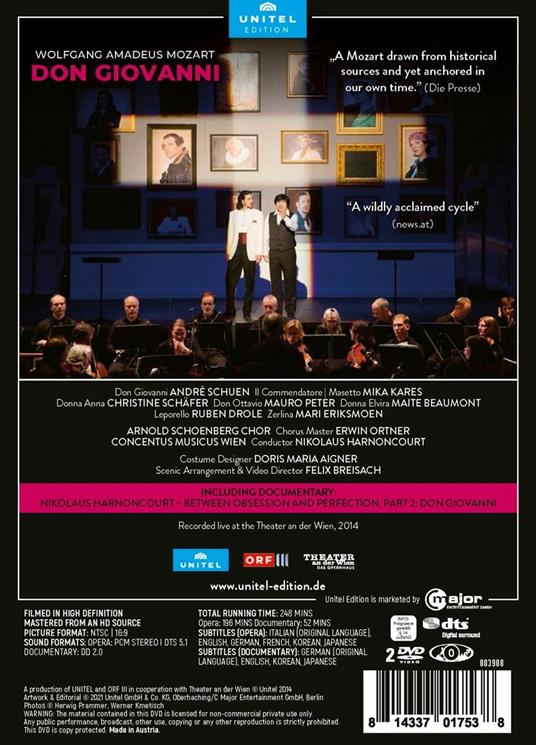 Don Giovanni (2 DVD) - DVD di Wolfgang Amadeus Mozart,Nikolaus Harnoncourt,Andrè Schuen - 2