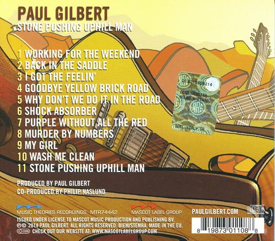 Stone Pushing Uphill Man - CD Audio di Paul Gilbert - 2