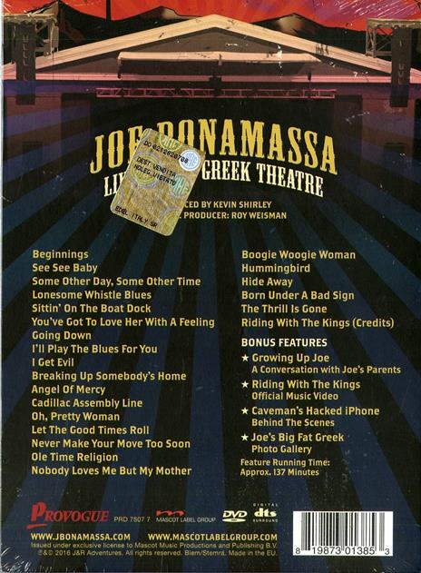 Joe Bonamassa. Live At The Greek Theatre (2 DVD) - DVD di Joe Bonamassa - 2