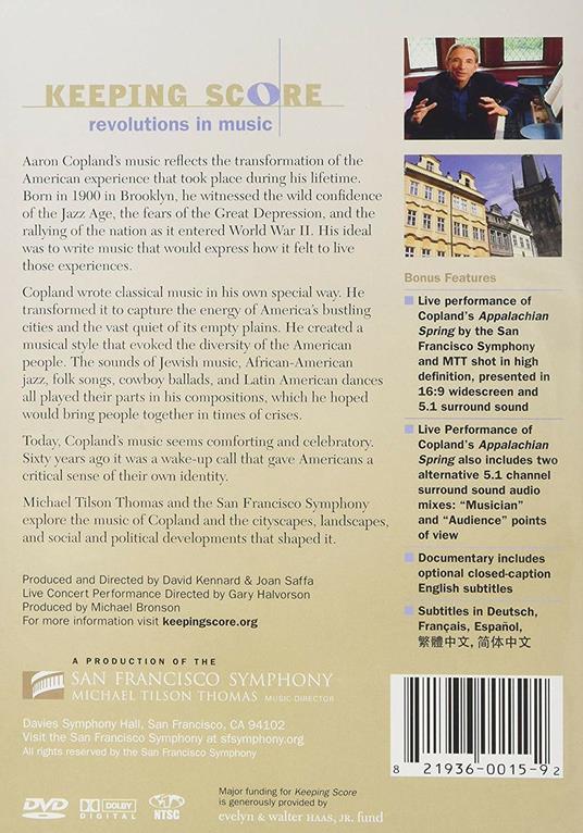 Copland and the American Sound (DVD) - DVD di Aaron Copland,Michael Tilson Thomas,San Francisco Symphony Orchestra - 2