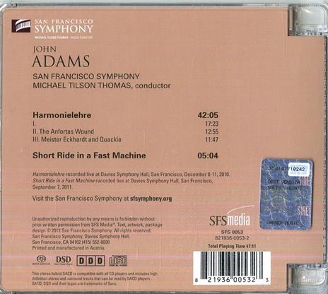 Harmonielehre. Short Ride in a Fast Machine - SuperAudio CD ibrido di John Adams,Michael Tilson Thomas,San Francisco Symphony Orchestra - 2