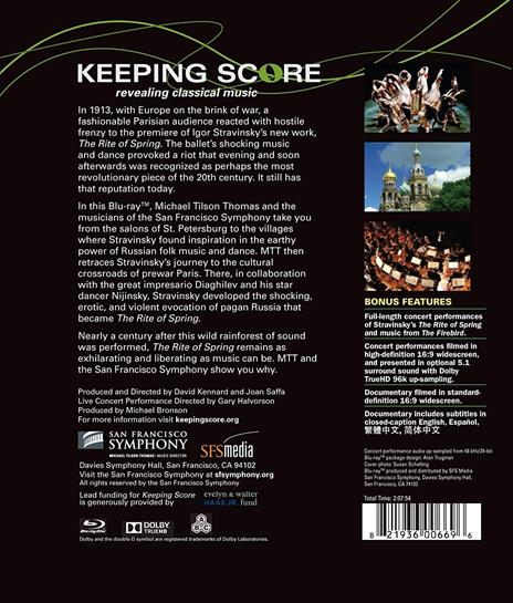 La sagra della primavera (Rite of Spring) (Blu-ray) - Blu-ray di Igor Stravinsky,Michael Tilson Thomas,San Francisco Symphony Orchestra - 2