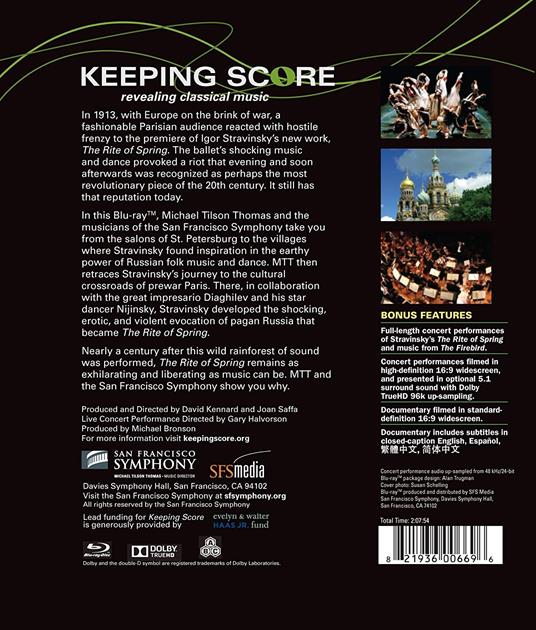 La sagra della primavera (Rite of Spring) (Blu-ray) - Blu-ray di Igor Stravinsky,Michael Tilson Thomas,San Francisco Symphony Orchestra - 2
