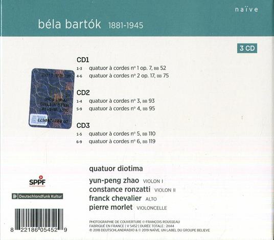 Quartetti per archi completi - CD Audio di Bela Bartok,Quator Diotima - 2