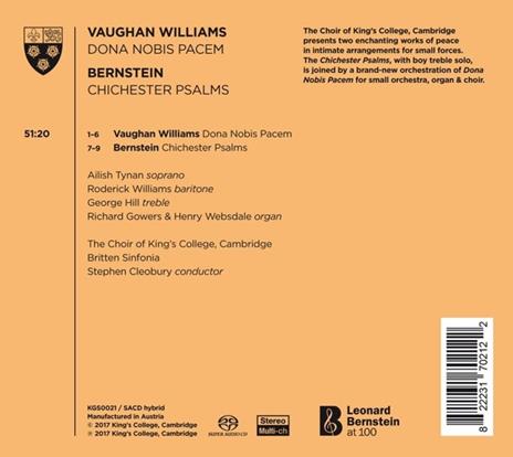 Dona Nobis Pacem - CD Audio di Ralph Vaughan Williams,Stephen Cleobury - 2