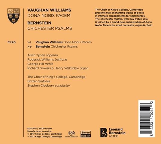 Dona Nobis Pacem - CD Audio di Ralph Vaughan Williams,Stephen Cleobury - 2