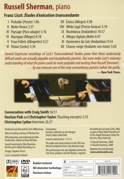 Franz Liszt. Studi d'esecuzione trascendentale (DVD) - DVD di Franz Liszt,Russell Sherman - 2