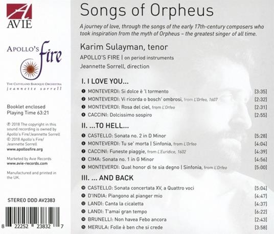 Songs Of Orpheus - CD Audio di Karim Sulayman - 2