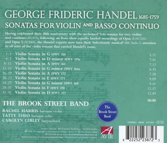Sonate per Violino - CD Audio di Georg Friedrich Händel - 2