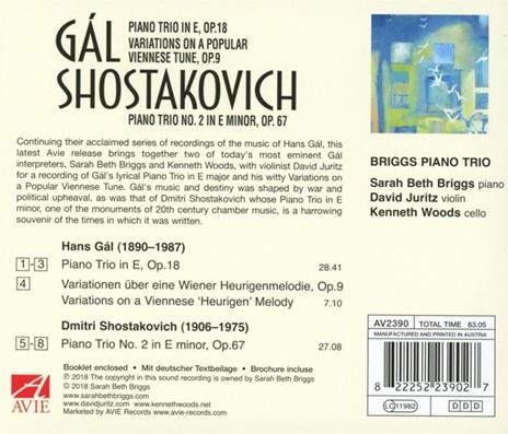 Piano Trio In E Major Op.18 - CD Audio di Dmitri Shostakovich,Hans Gal - 2