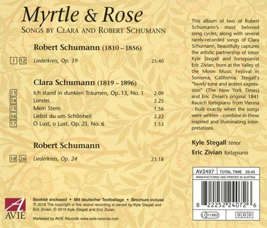 Myrtle & Rose - CD Audio di Robert Schumann,Clara Schumann - 2
