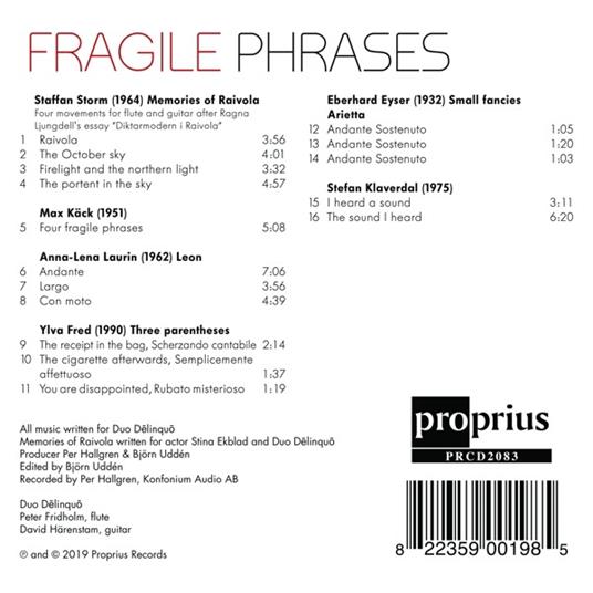 Fragile Phrases - CD Audio - 2