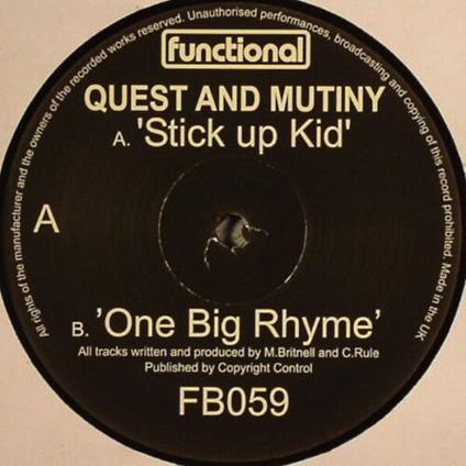 Stick Up Kid - One Big Rhyme - Vinile 7'' di Question,Mutiny