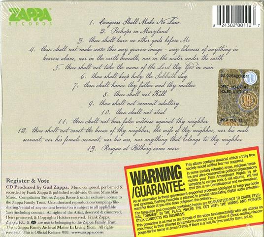 Congress Shall Make No Law - CD Audio di Frank Zappa - 2