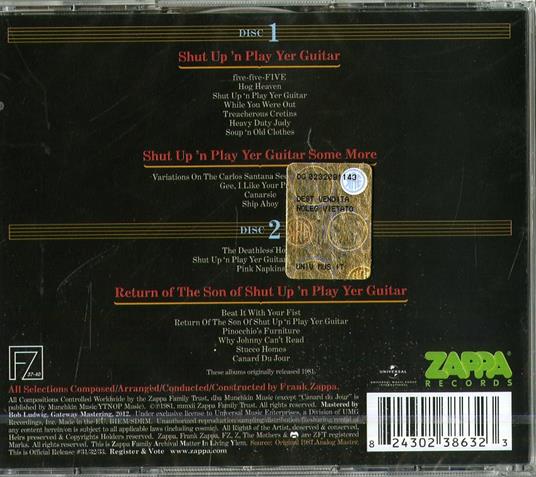 Shut Up and Play Yer Guitar - CD Audio di Frank Zappa - 2