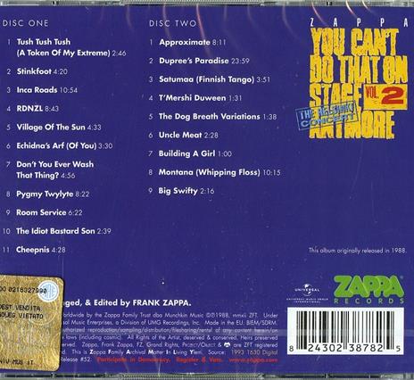 You Cant Do That on Stage vol.2 - CD Audio di Frank Zappa - 2
