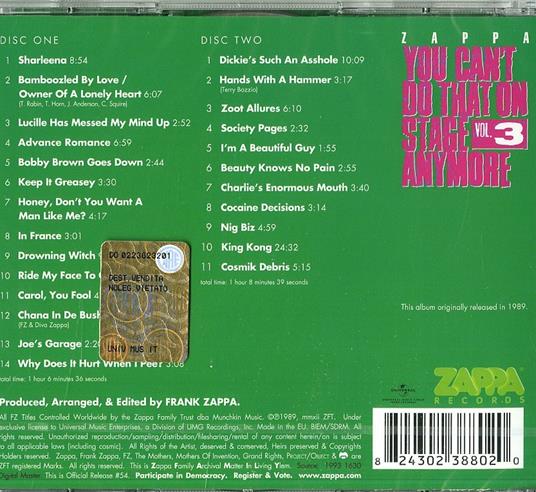 You Can't Do That on Stage Anymore vol.3 - CD Audio di Frank Zappa - 2