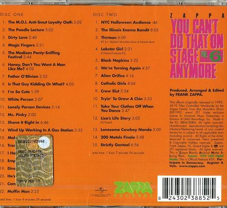 You Can't Do That on Stage Anymore vol.6 - CD Audio di Frank Zappa - 2