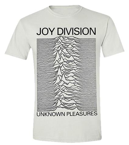 T-Shirt Unisex Tg. L White Joy Division. Unknown Pleasures