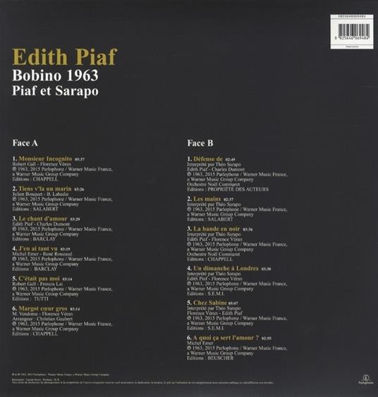 Bobino 1963 Piaf et - Vinile LP di Edith Piaf