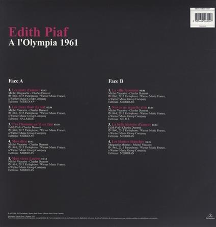 A L'olympia 1961 - Vinile LP di Edith Piaf