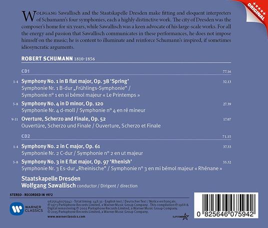 Sinfonie n.1, n.2, n.3, n.4 - CD Audio di Robert Schumann,Wolfgang Sawallisch,Staatskapelle Dresda - 2
