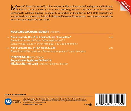 Concerti per pianoforte n.23, n.26 - CD Audio di Wolfgang Amadeus Mozart,Friedrich Gulda,Nikolaus Harnoncourt,Royal Concertgebouw Orchestra - 2