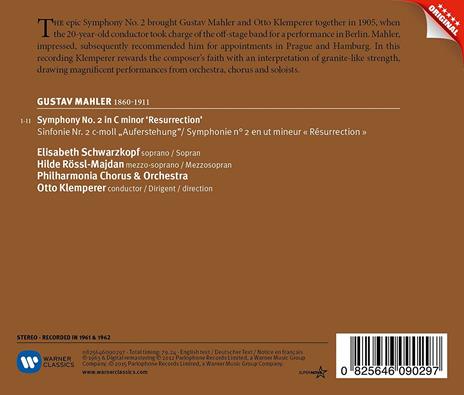 Sinfonia n.2 - CD Audio di Gustav Mahler,Otto Klemperer,Elisabeth Schwarzkopf,Philharmonia Orchestra - 2