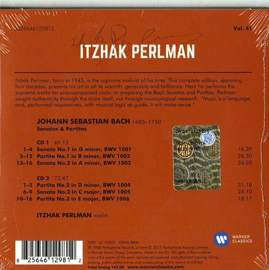 Sonate - Partite (Perlman 2014) - CD Audio di Johann Sebastian Bach,Itzhak Perlman - 2