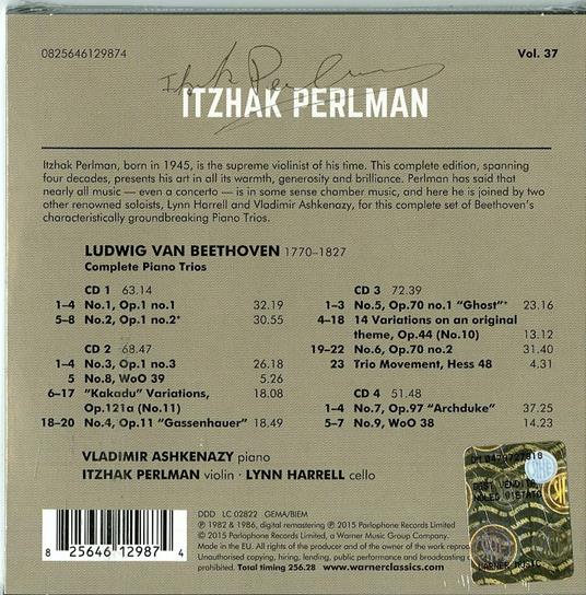 Trii per pianoforte completi (Perlman Edition 2015) - CD Audio di Ludwig van Beethoven,Itzhak Perlman,Vladimir Ashkenazy,Lynn Harrell - 2