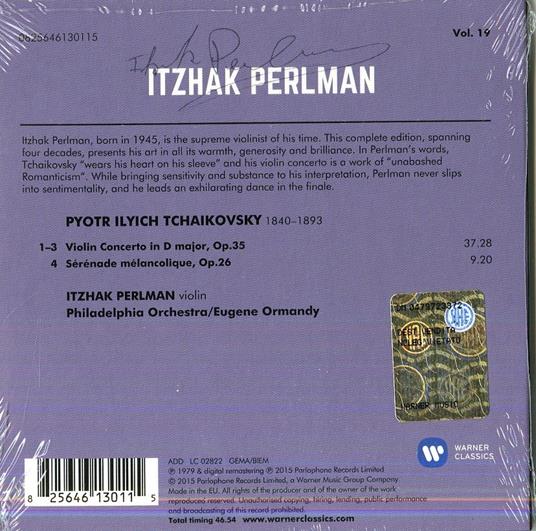 Concerto per violino op.35 (Perlman 2014) - CD Audio di Pyotr Ilyich Tchaikovsky,Itzhak Perlman,Eugene Ormandy,Philadelphia Orchestra - 2