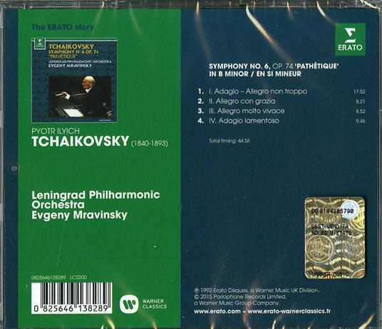 Sinfonia n.6 (Erato Story) - CD Audio di Pyotr Ilyich Tchaikovsky,Evgeny Mravinsky,Leningrad Philharmonic Orchestra - 2