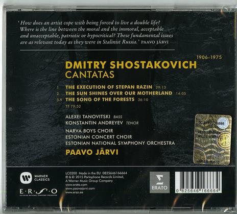 Cantate - CD Audio di Dmitri Shostakovich,Paavo Järvi,Estonian National Symphony Orchestra - 2