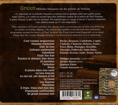 Melodie francesi su poesie di Tom Verlaine - CD Audio di Nathalie Stutzmann,Philippe Jaroussky,Jerome Ducros,Quatuor Ebène - 2