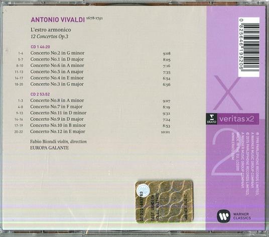 L'estro armonico - CD Audio di Antonio Vivaldi,Fabio Biondi,Europa Galante - 2