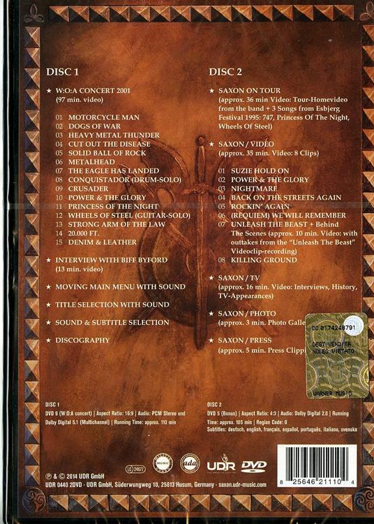 Saxon. The Saxon Chronicles (2 DVD) - DVD di Saxon - 2