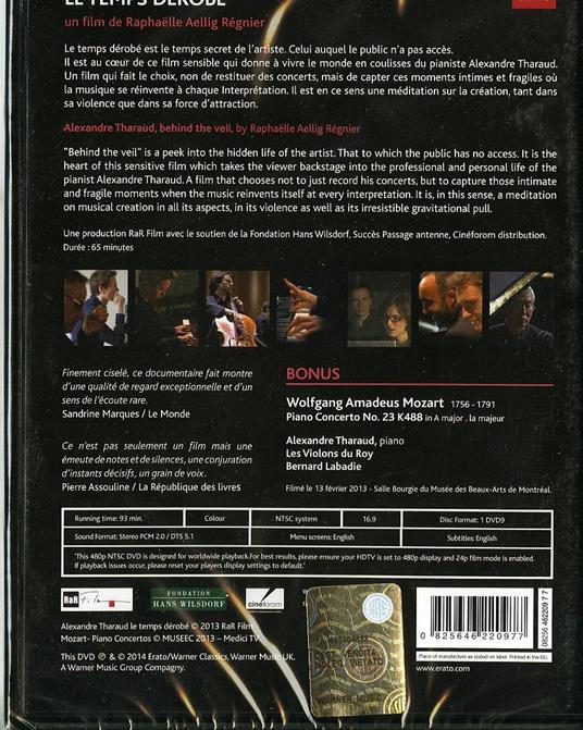 Alexandre Tharaud. Le temps dérobé (DVD) - DVD di Alexandre Tharaud - 2