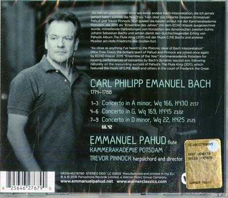 Concerti per flauto - CD Audio di Carl Philipp Emanuel Bach,Trevor Pinnock,Emmanuel Pahud,Kammerakademie Potsdam - 2