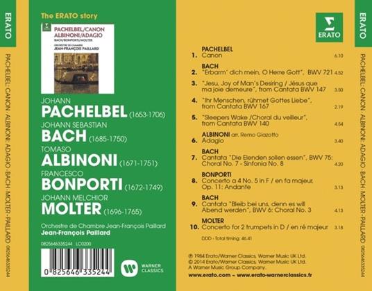 Canone / Adagio - CD Audio di Tomaso Giovanni Albinoni,Johann Pachelbel,Jean-François Paillard - 2