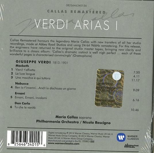 Callas Portrays Verdi Heroines (Callas 2014 Edition) - CD Audio di Maria Callas,Giuseppe Verdi,Nicola Rescigno,Philharmonia Orchestra - 2