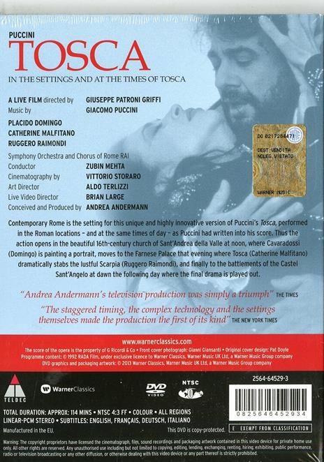 Tosca. Nei luoghi e nelle ore di Tosca (DVD) - DVD di Placido Domingo,Catherine Malfitano,Giacomo Puccini,Zubin Mehta - 2