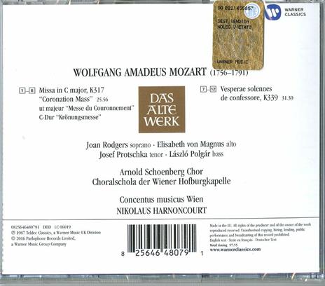 Messa Dell'incoronazione - CD Audio di Wolfgang Amadeus Mozart,Nikolaus Harnoncourt,Concentus Musicus Wien - 2