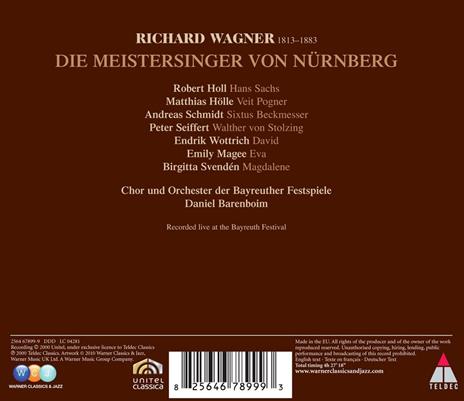 I maestri cantori di Norimberga (Die Meistersinger von Nürnberg) - CD Audio di Richard Wagner,Bayreuth Festival Orchestra,Andreas Schmidt,Robert Holl,Peter Seiffert,Emily Magee,Endrik Wottrick,Daniel Barenboim - 2