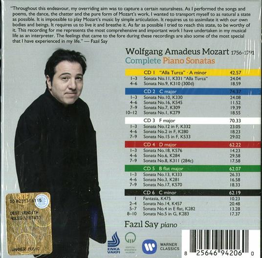 Sonate per pianoforte complete - CD Audio di Wolfgang Amadeus Mozart,Fazil Say - 2