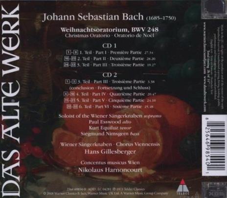 Oratorio di Natale (Weihnachts-Oratorium) - CD Audio di Johann Sebastian Bach,Nikolaus Harnoncourt,Siegmund Nimsgern,Kurt Equiluz,Paul Esswood,Concentus Musicus Wien - 2