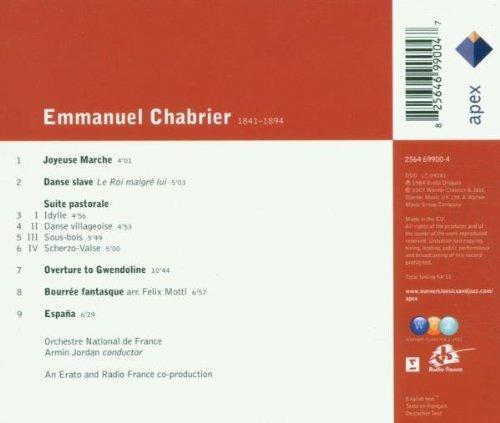 España - Suite pastorale – Gwendoline Ouverture - Bourrée fantasque – Danse slave – Joyeuse Marche - CD Audio di Emmanuel Chabrier,Orchestre National de France,Armin Jordan - 2