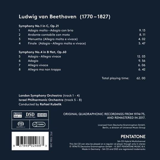 Sinfonia n.1 op.21, n.4 op.60 - SuperAudio CD ibrido di Ludwig van Beethoven,London Symphony Orchestra - 2