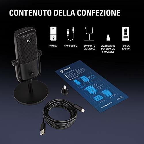 Elgato Wave:3 Microfono USB a Condensatore e Soluzione di Mixaggio Digitale, Tecnologia Anti-Clipping, Disattivazione Audio Capacitiva, Streaming e Podcasting - 3